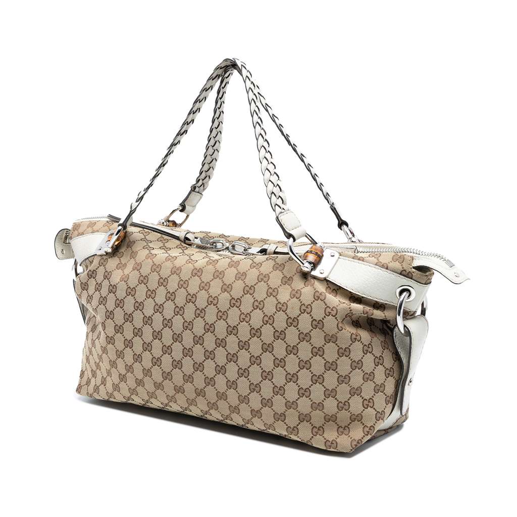 Gucci Medium GG Canvas Bamboo Bar Tote - 2