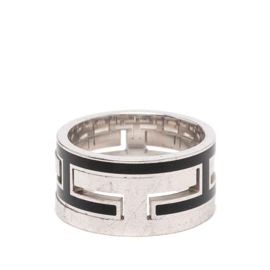 Hermès Sterling Silver and Enamel Move H Ring - 3