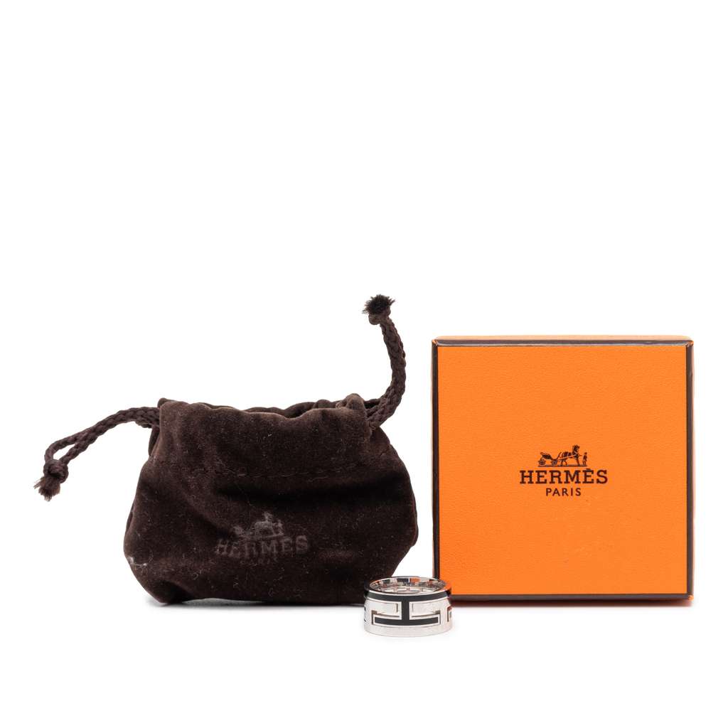 Hermès Sterling Silver and Enamel Move H Ring - 5