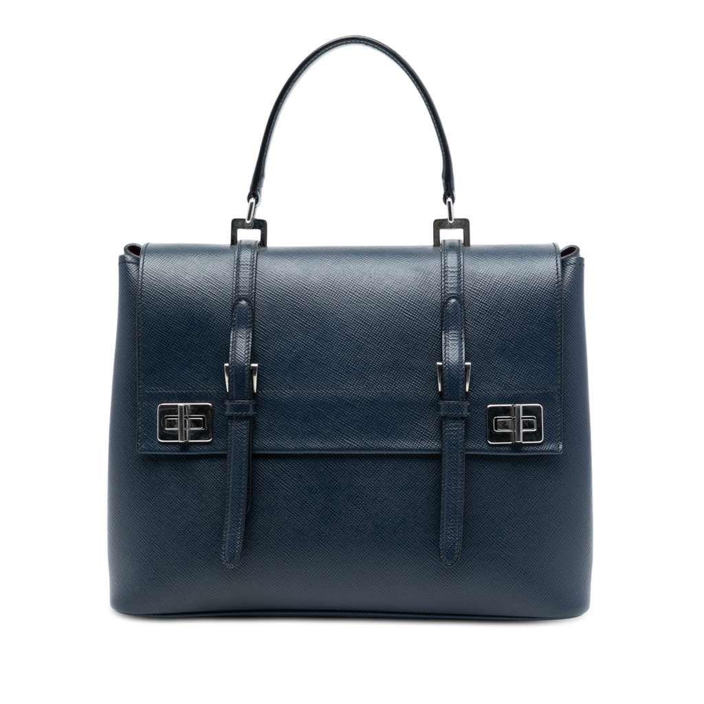 Prada Saffiano Cuir Double Turnlock Satchel