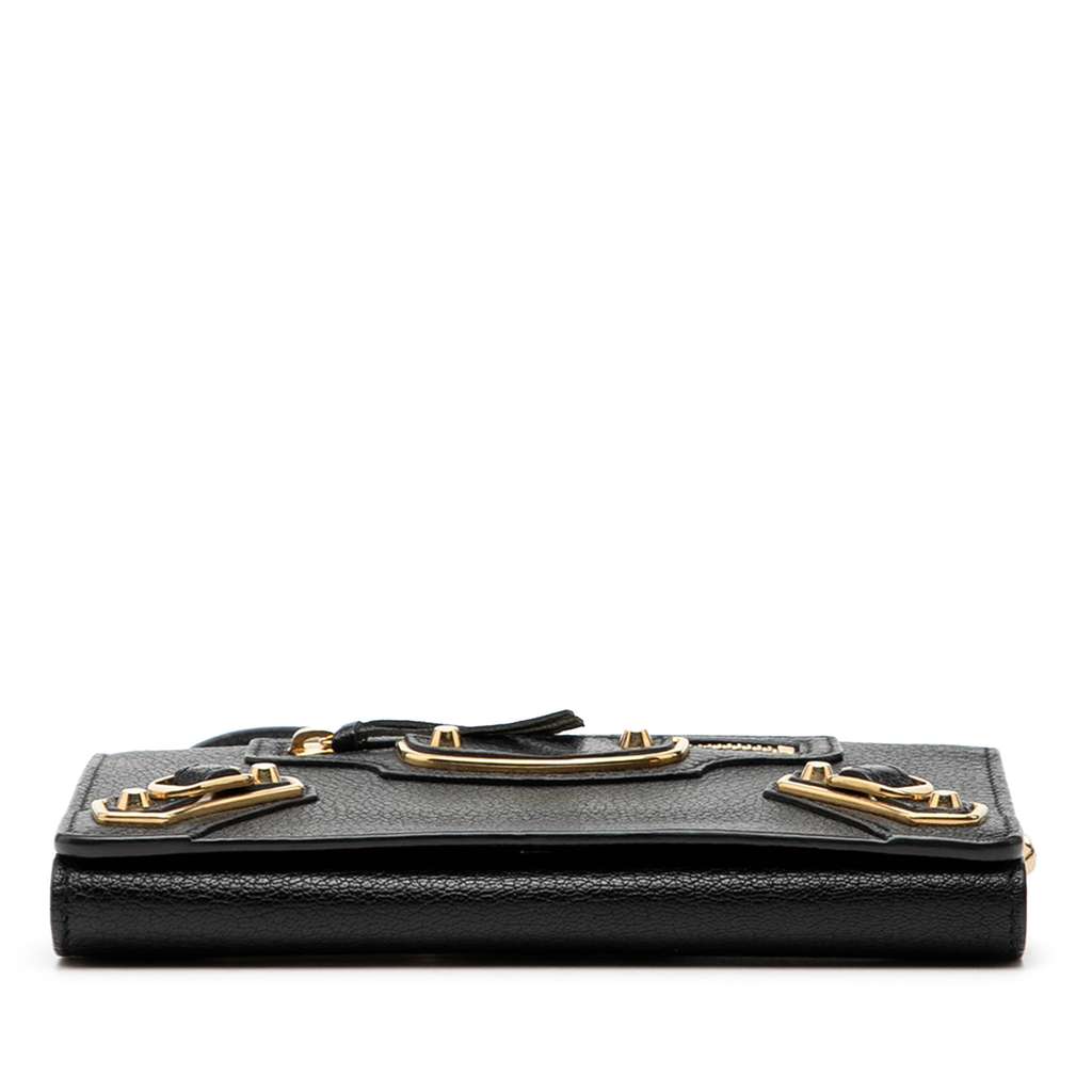 Balenciaga Chevre Motocross Metallic Edge Trifold Wallet on Chain - 3