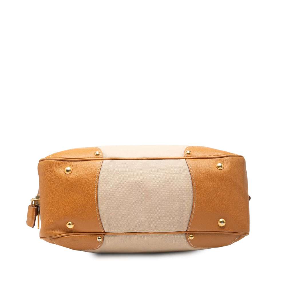 Prada Cinghiale Trimmed Canapa Satchel - 3