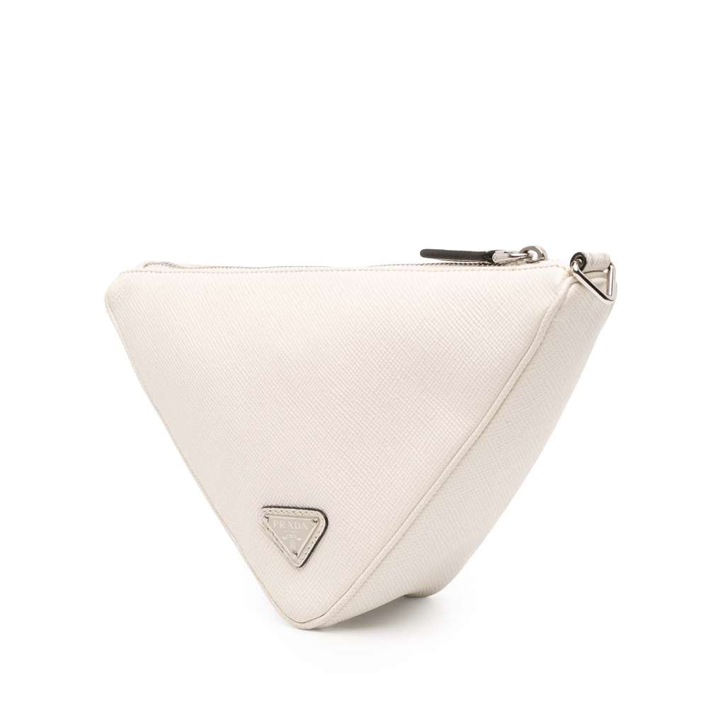 Prada Saffiano Logo Embossed Triangle Wristlet Pouch - 2