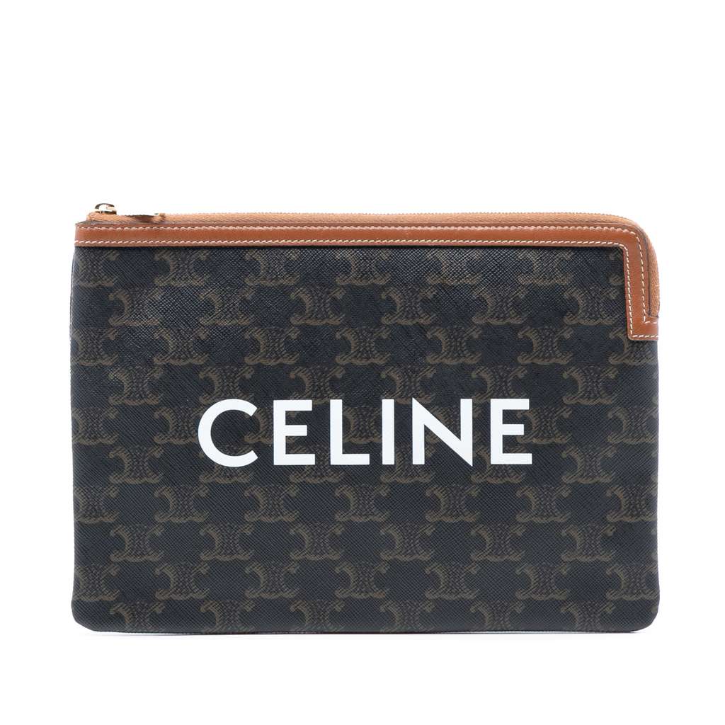 Celine Small Triomphe Coated Canvas Clutch