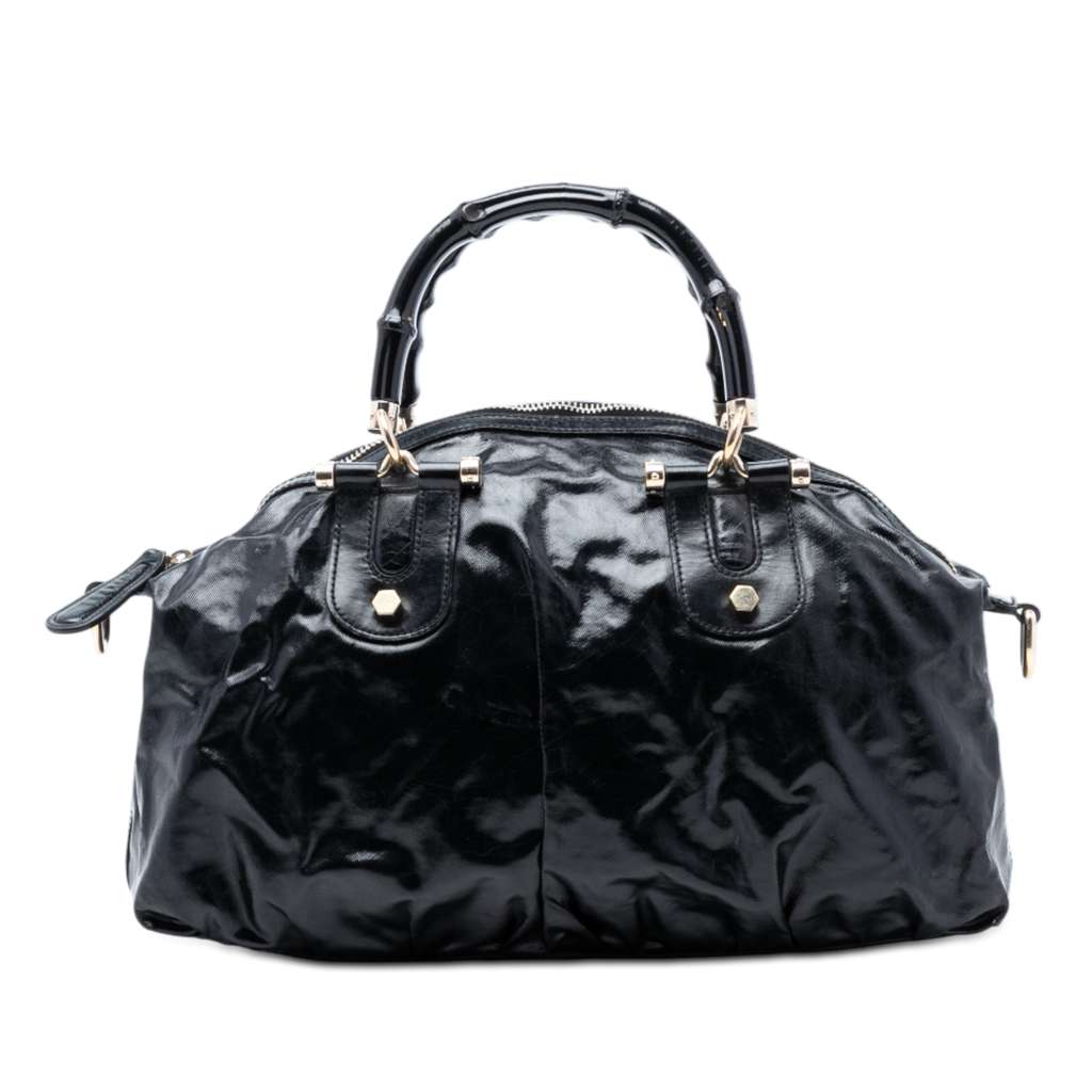 Gucci Coated Canvas Bamboo Dialux Pop Satchel