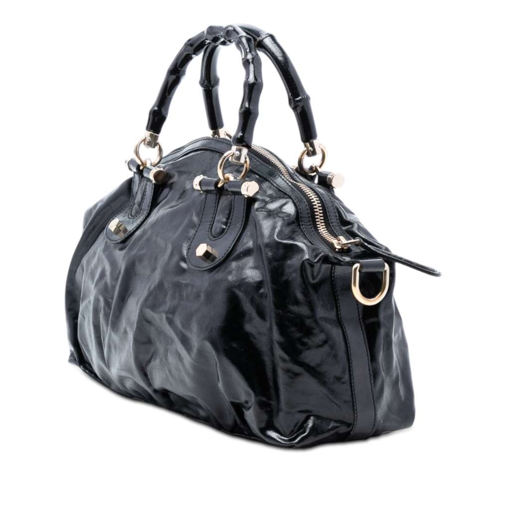 Gucci Coated Canvas Bamboo Dialux Pop Satchel - 2