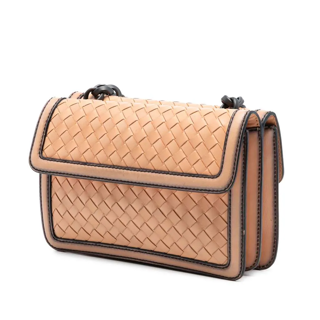 Bottega Veneta Nappa Intrecciato Mirror Lens Double Sided Flap Shoulder Bag Brown Leather Very good - Back View