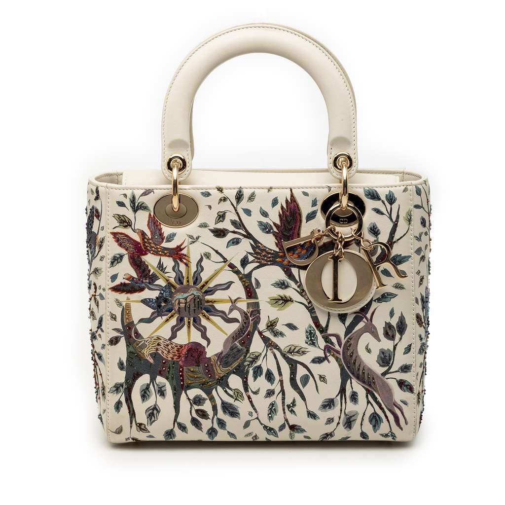 Dior Medium Calfskin Beaded and Embroidered Earth Lady Dior