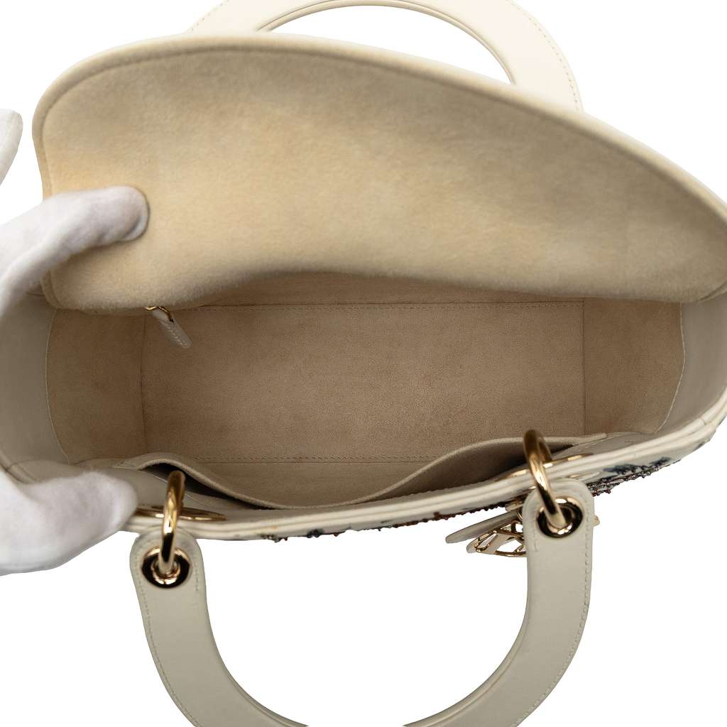 Dior Medium Calfskin Beaded and Embroidered Earth Lady Dior - 4