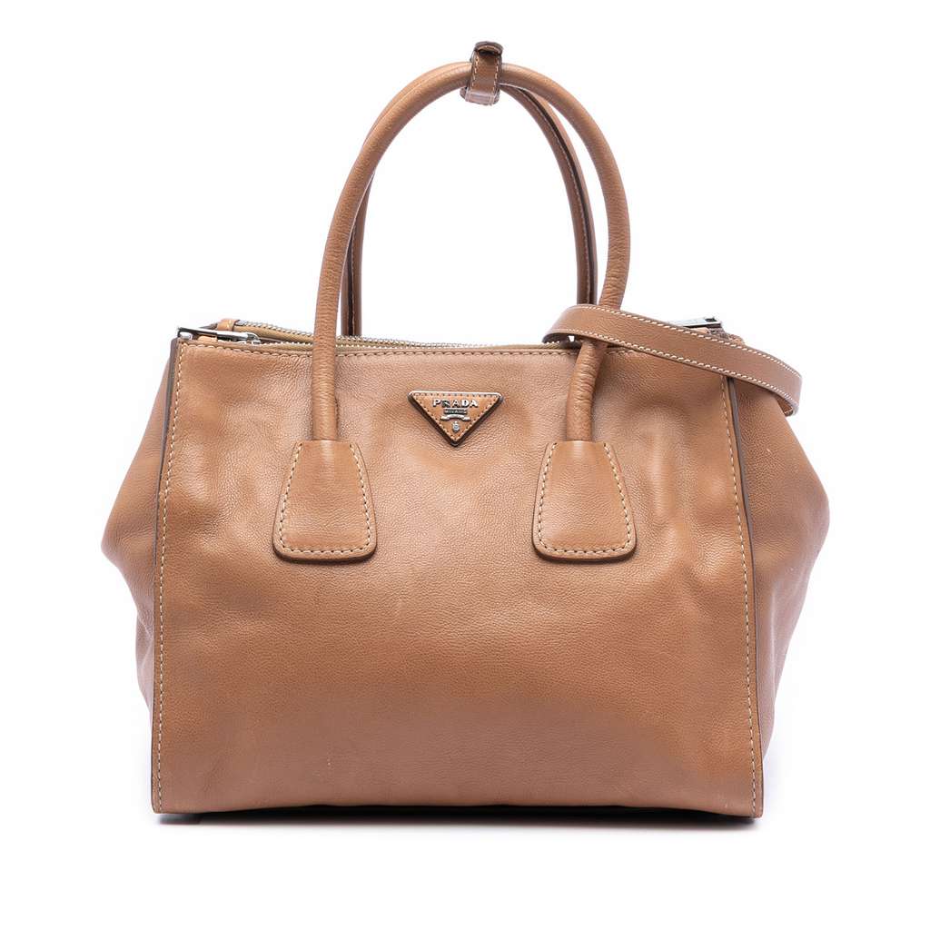 Prada Glace Calf Twin Pocket Double Handle Satchel