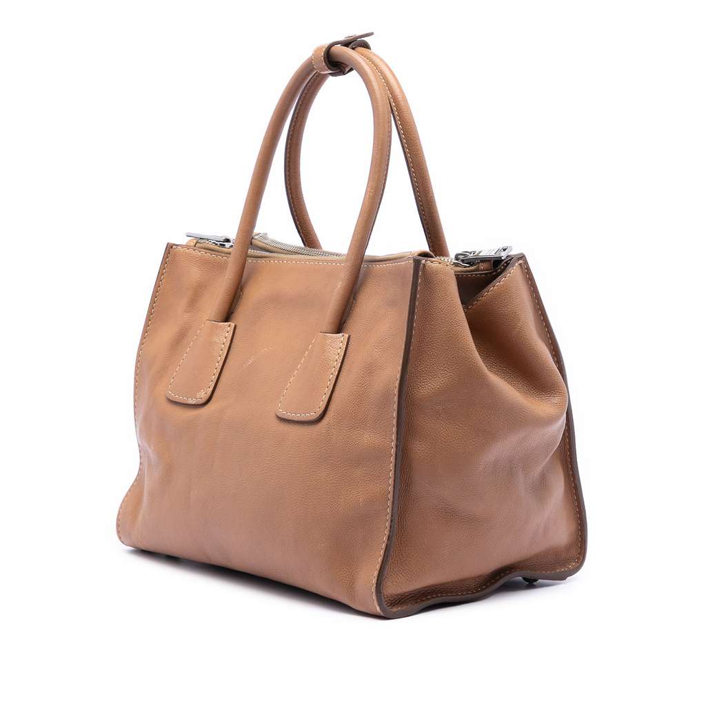 Prada Glace Calf Twin Pocket Double Handle Satchel - 2