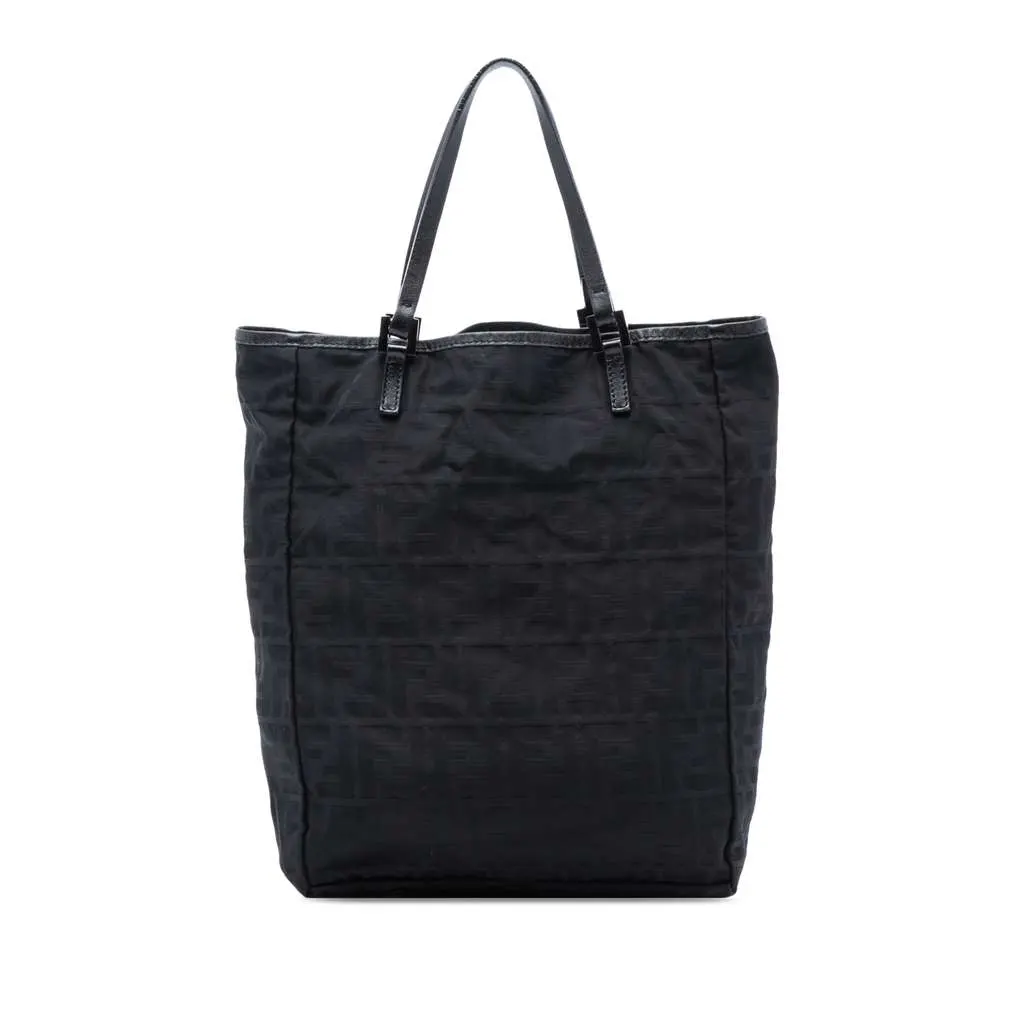 Fendi Zucca Canvas Tote Black Canvas Good - Front View