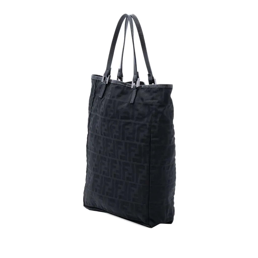 Fendi Zucca Canvas Tote Black Canvas Good - Back View