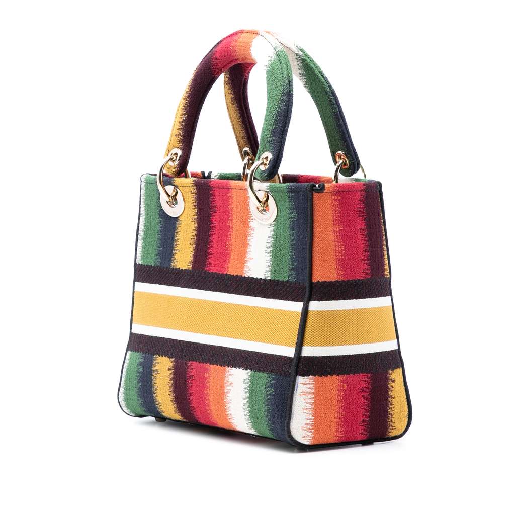 Dior Medium Embroidered Multicolor Canvas Striped Lady D Lite - 2