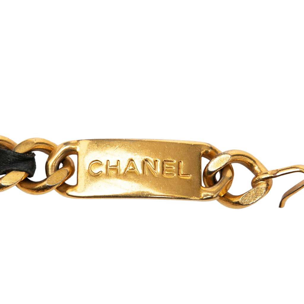 Chanel Gold Plated Leather Woven Medallion Chain Belt - 3