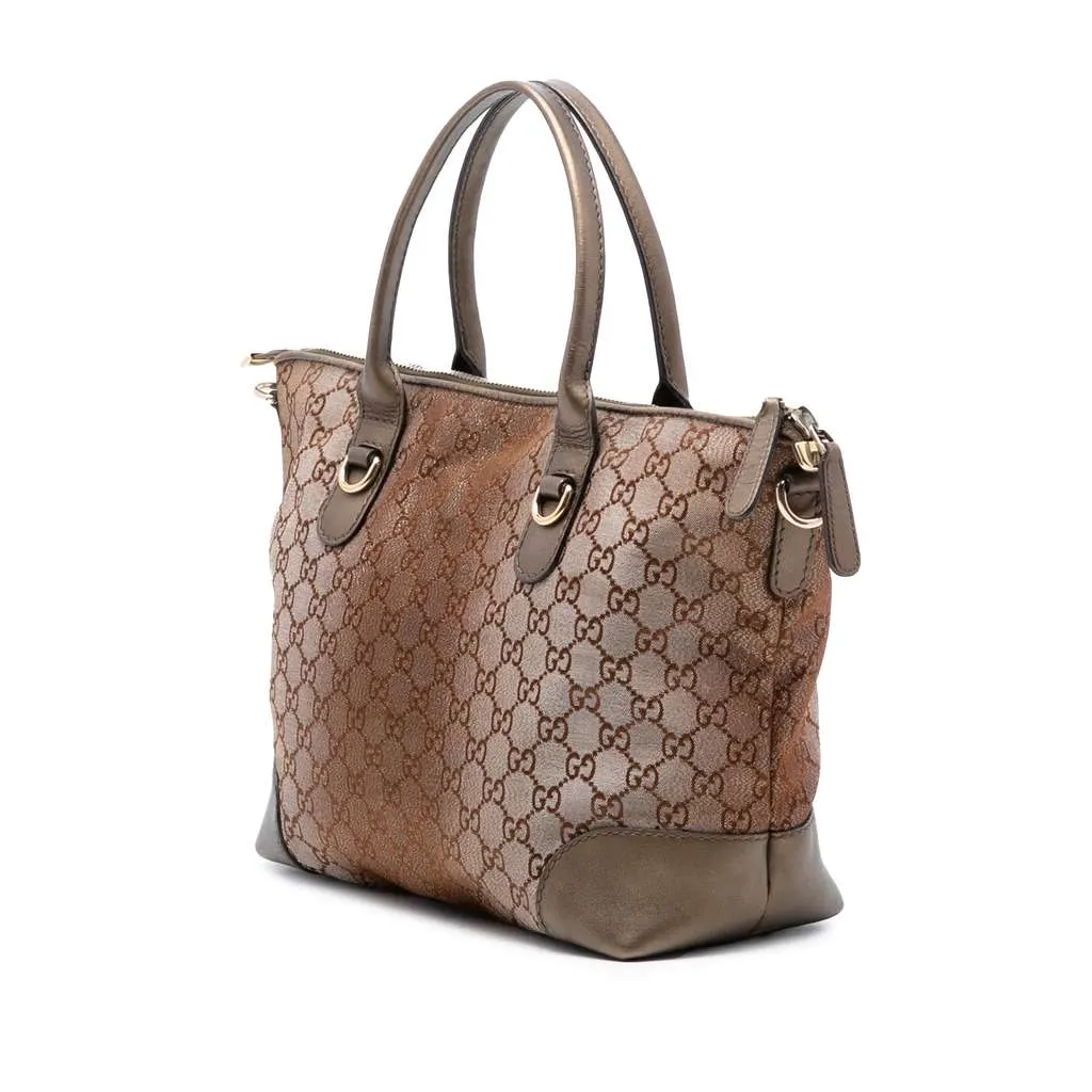 Gucci GG Lurex Heart Bit Satchel Brown Canvas Very good - Back View