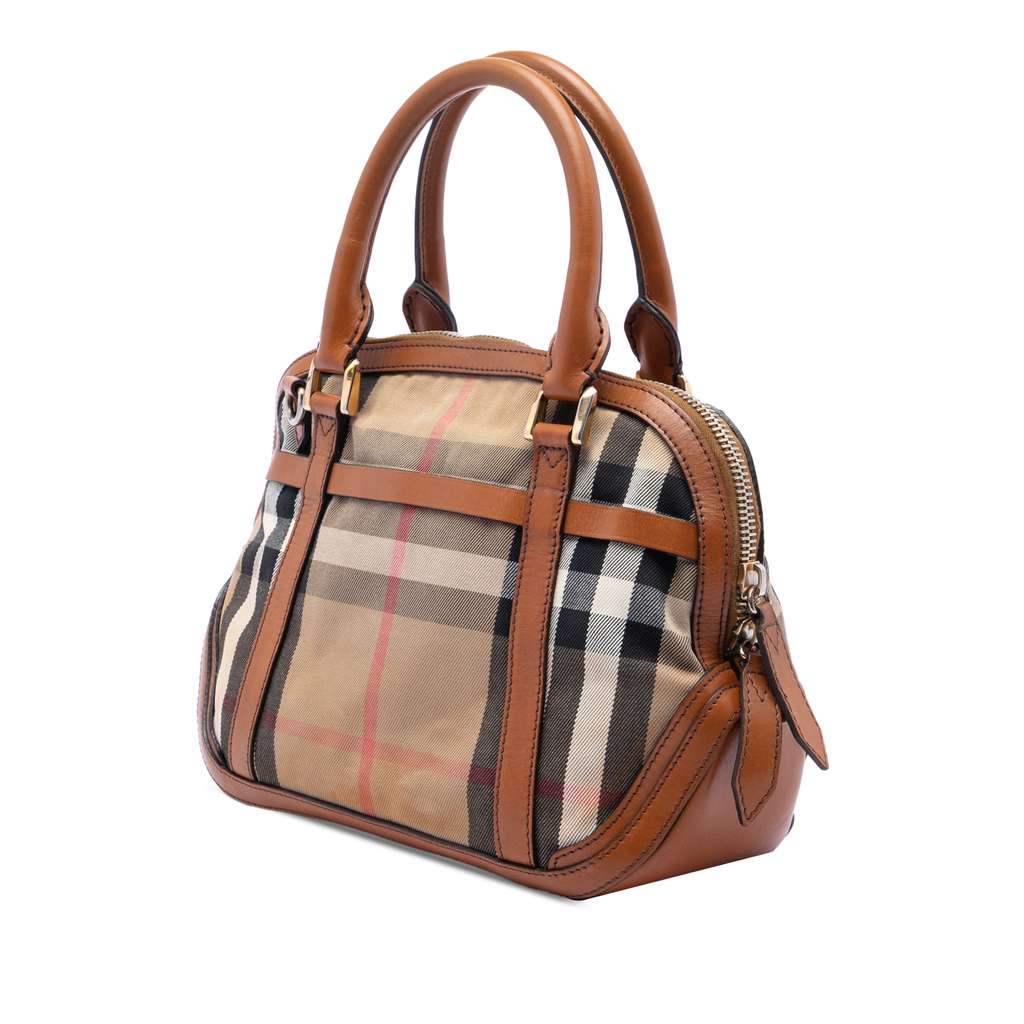 Burberry Small Leather Trimmed House Check Canvas Bridle Orchard Satchel - 2