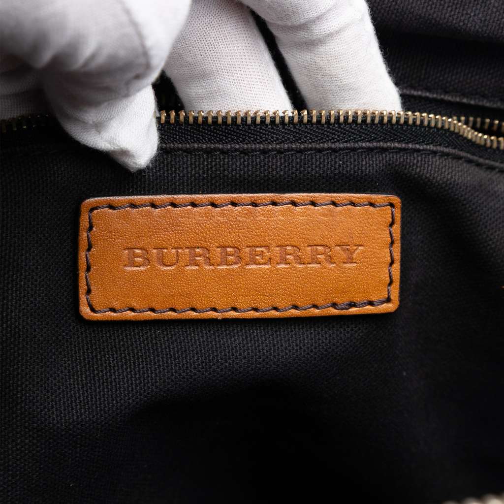Burberry Small Leather Trimmed House Check Canvas Bridle Orchard Satchel - 5