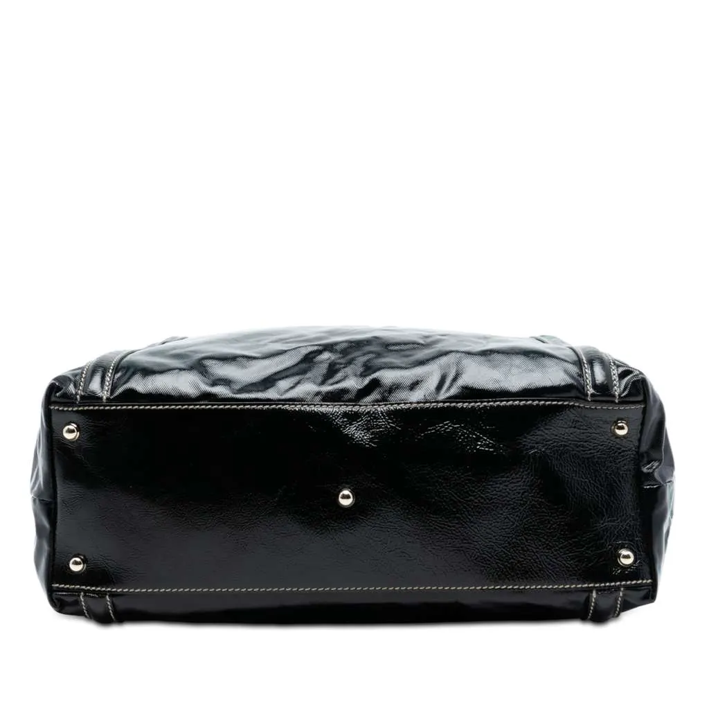 Gucci Patent Dialux Britt Web Tote Black Leather Very good - Inside View