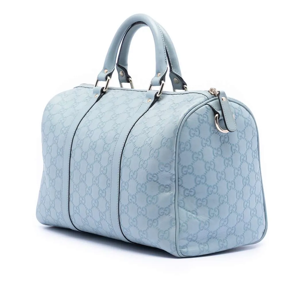 Gucci Medium Guccissima Joy Boston Bag Blue Leather Good - Back View