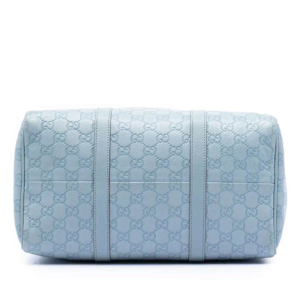 Gucci Medium Guccissima Joy Boston Bag Blue Leather Good - Inside View
