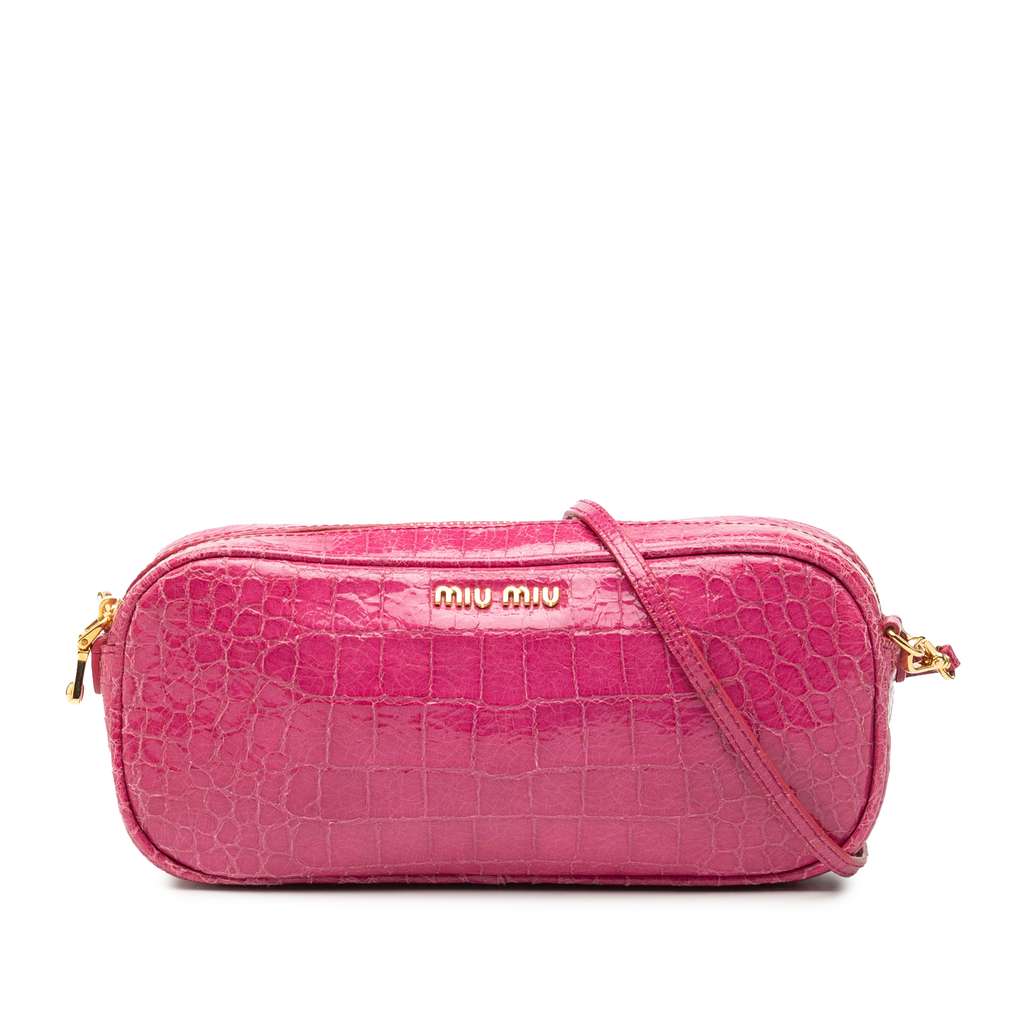 Miu Miu Croc Embossed Patent Crossbody