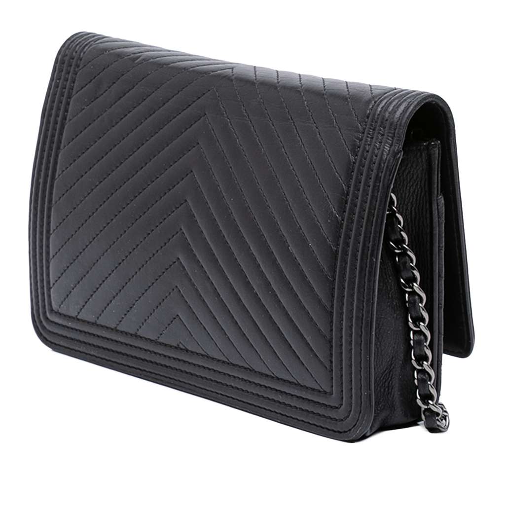 Chanel Chevron Lambskin Boy Wallet on Chain - 2