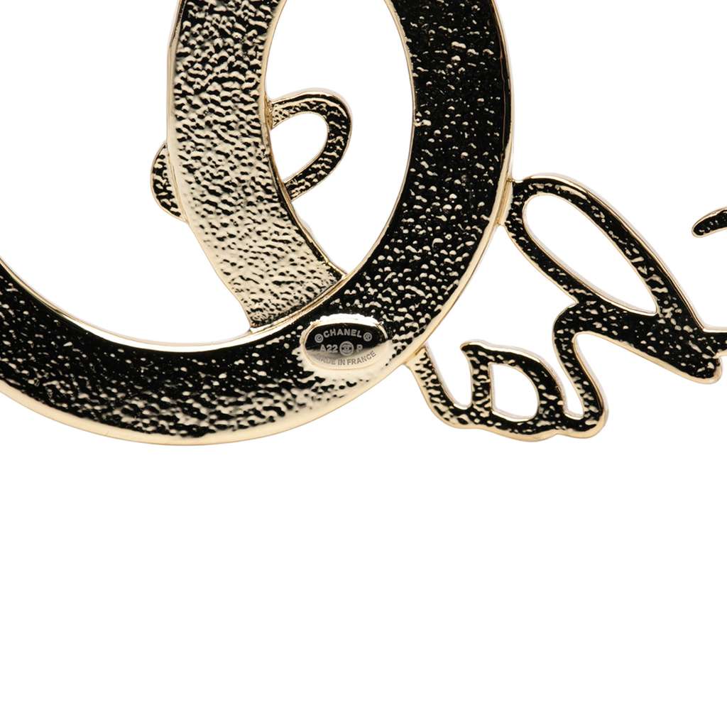 Chanel Gold Plated CC Logo Crystal Brooch - 3