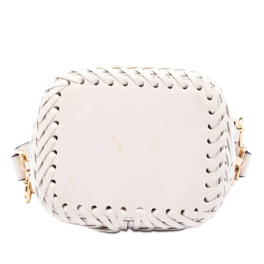 Fendi Mini Embossed Leather Whipstitch Mon Tresor Bucket Bag White Leather Good - Inside View