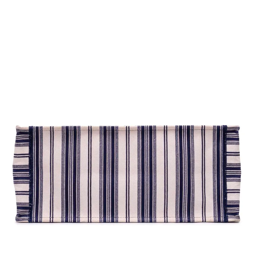 Dior Large Canvas Striped Book Tote Blue Canvas Good - Inside View