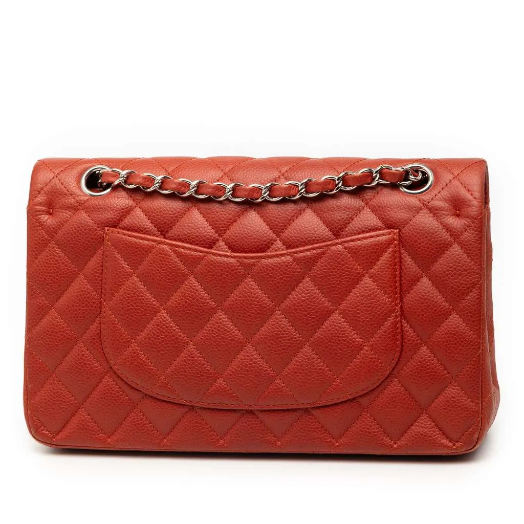 Chanel Medium Classic Caviar Double Flap Red Leather Very good - Back View