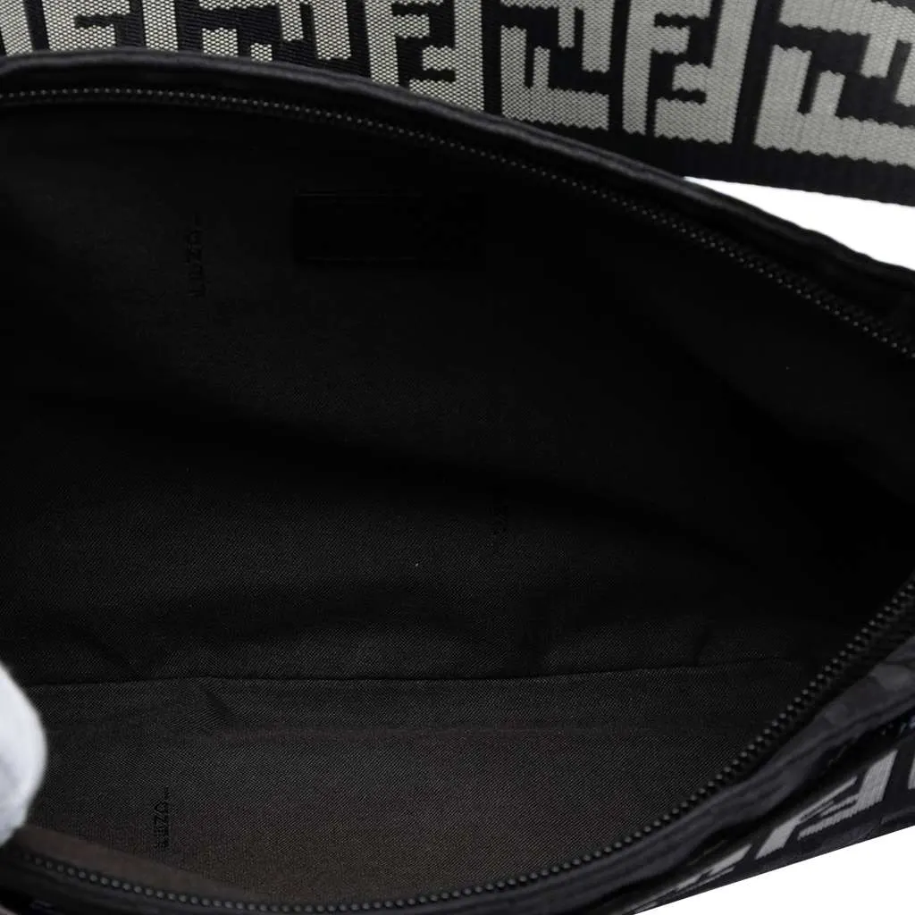 Fendi Zucca Nylon Zip Code Shoulder Bag Black Very good - Model View