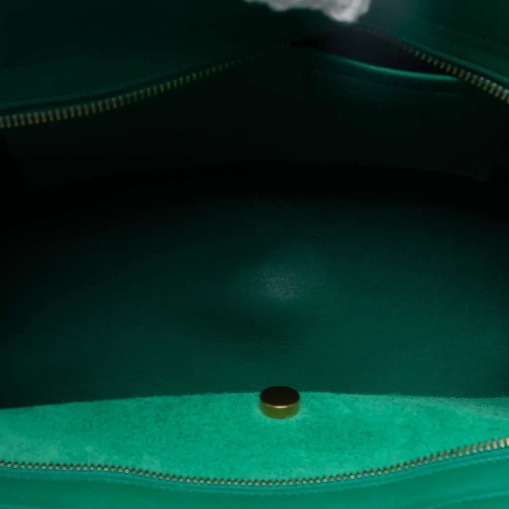 Saint Laurent Small Calfskin Cabas Chyc Satchel Green Leather Good - Model View