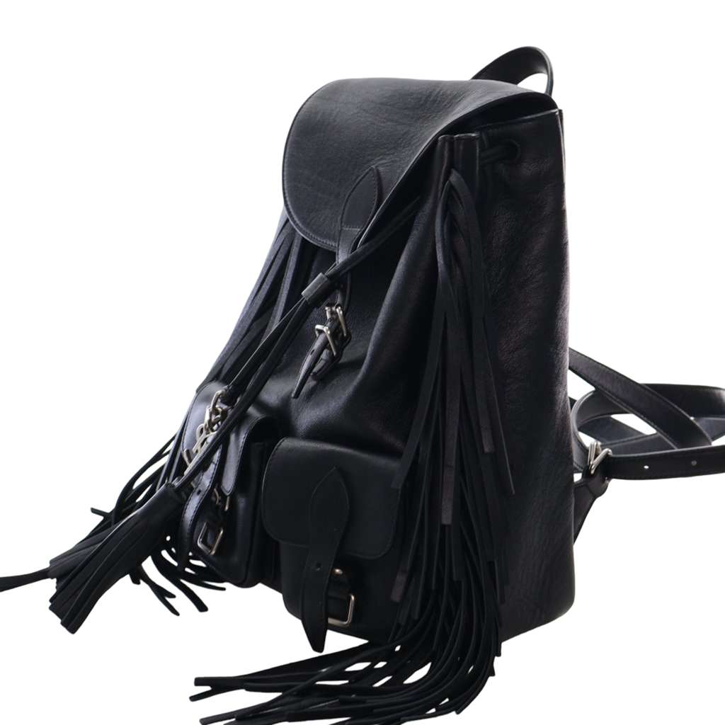 Saint Laurent Small Calfskin Fringe Festival Backpack - 2