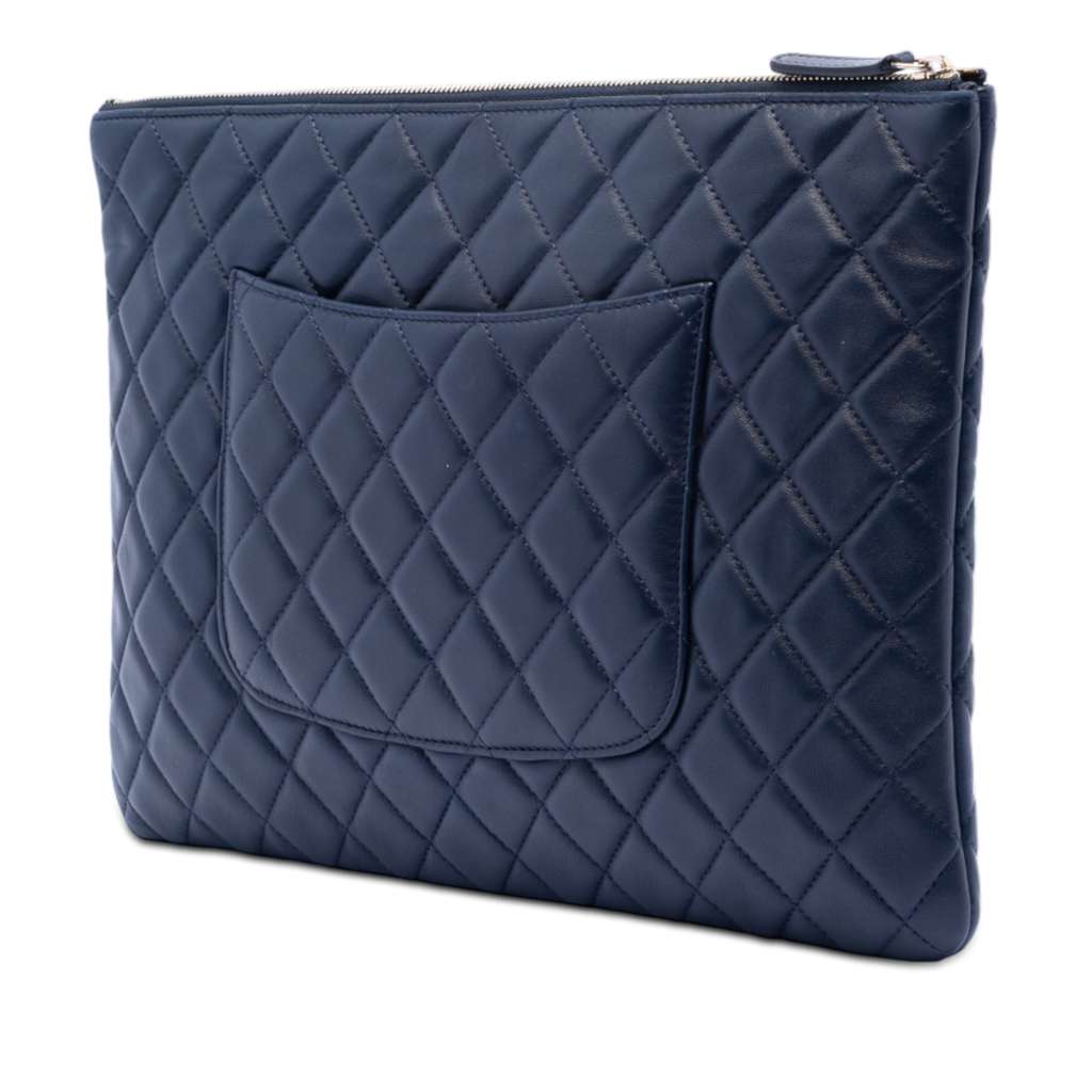 Chanel Large Quilted Lambskin O Case Clutch - 2