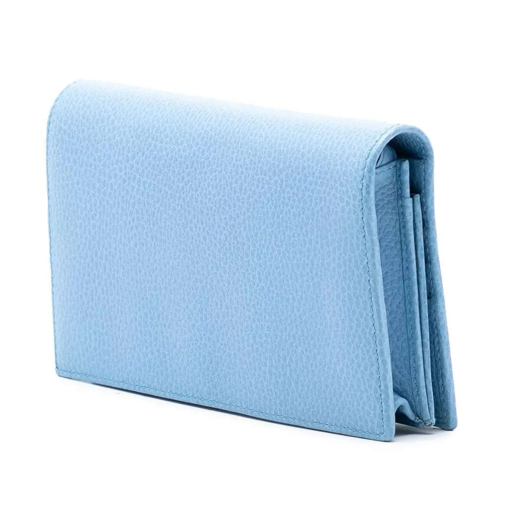 Gucci Dollar Calfskin Swing Wallet On Strap Blue Leather Very good - Back View