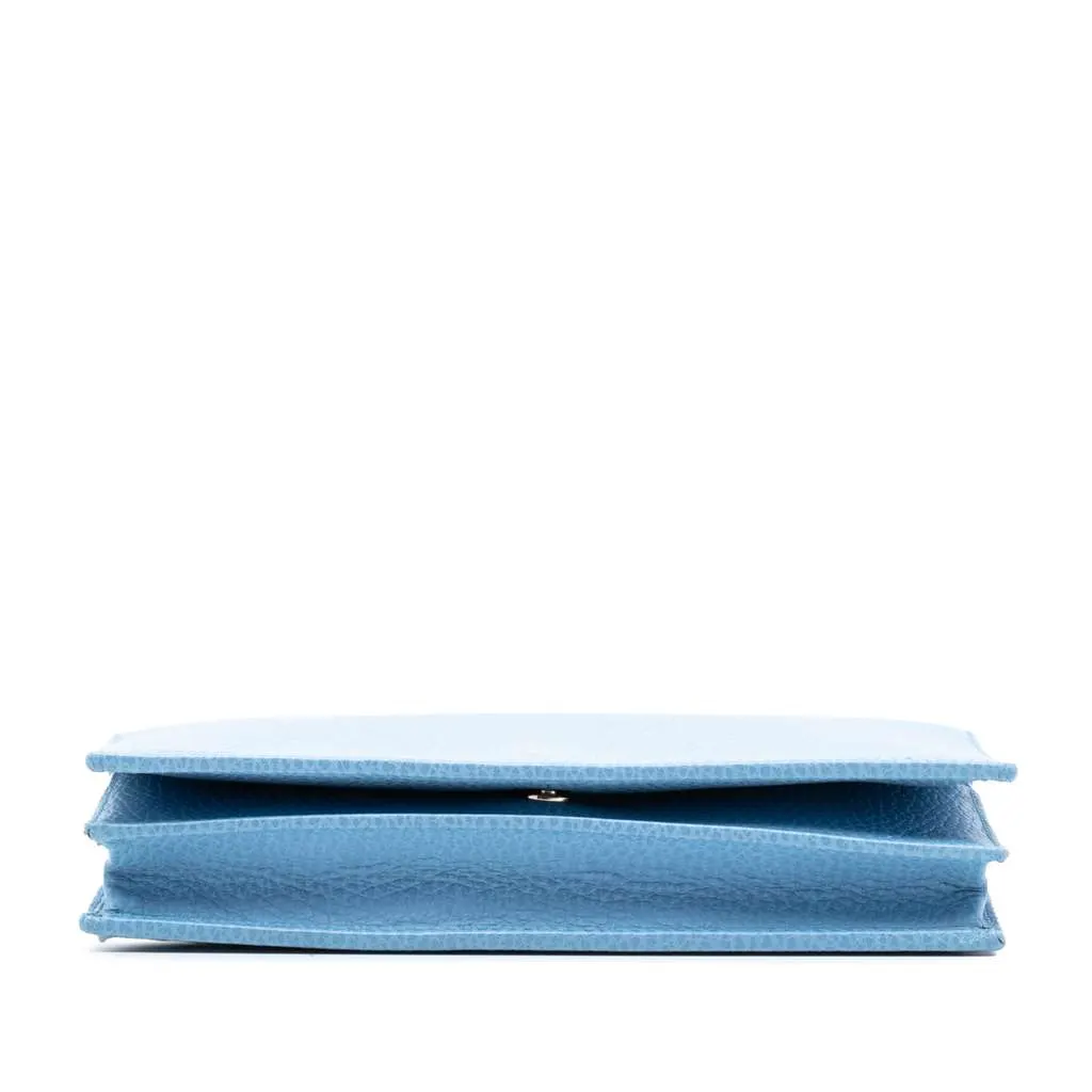 Gucci Dollar Calfskin Swing Wallet On Strap Blue Leather Very good - Inside View