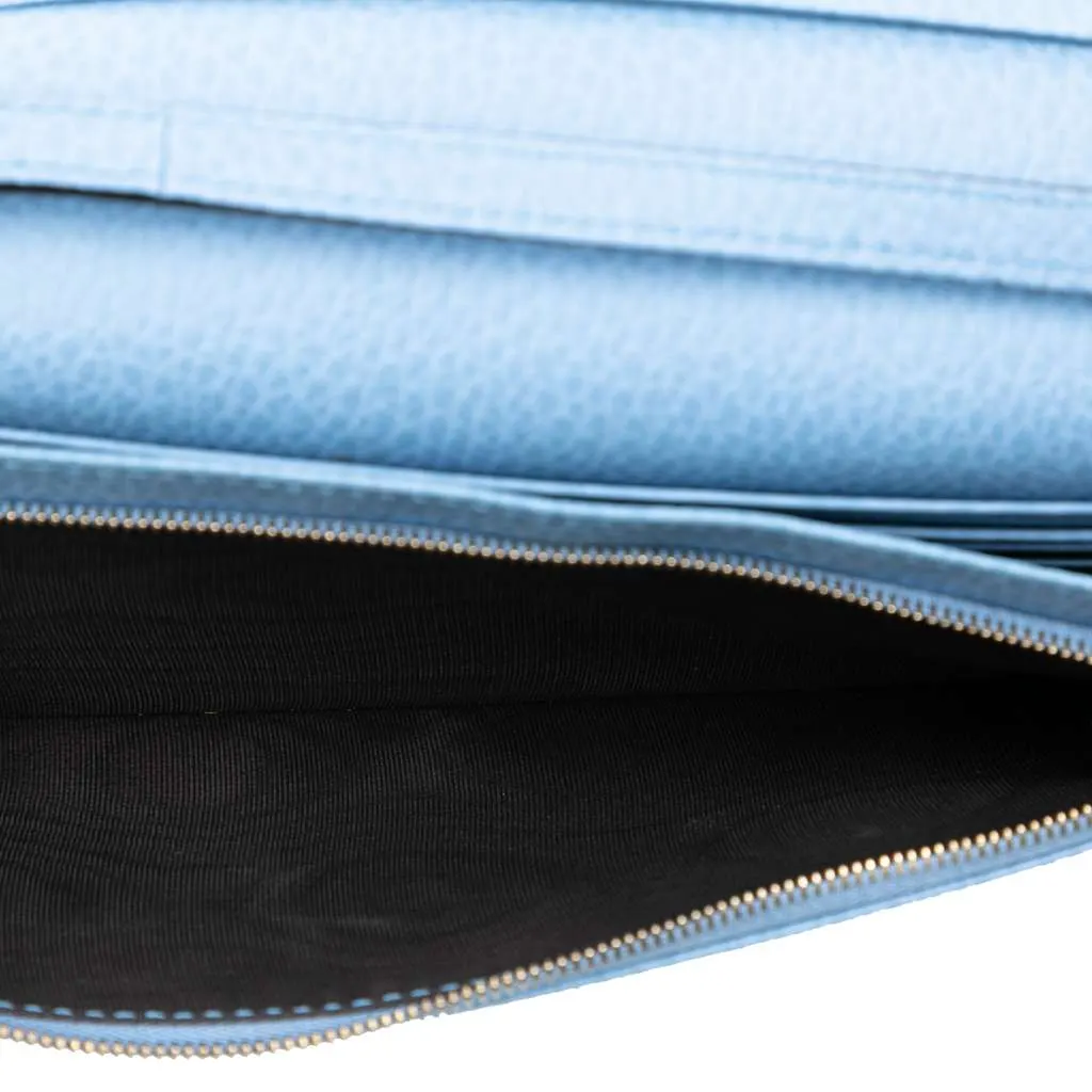 Gucci Dollar Calfskin Swing Wallet On Strap Blue Leather Very good - Model View