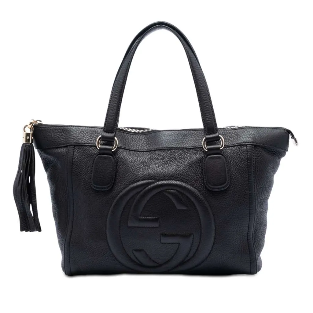 Gucci Small Leather Soho Working Tote Black Leather Very good - Front View