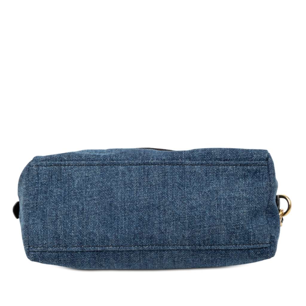 Miu Miu Denim Embroidered Logo Wristlet Pouch - 3