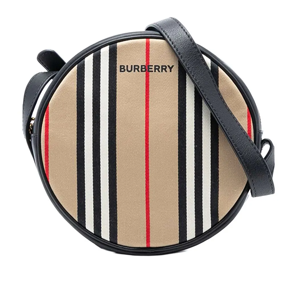 Burberry Icon Stripe Canvas Louise Crossbody Brown Canvas Very good - Front View