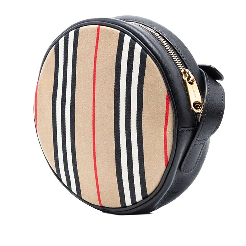 Burberry Icon Stripe Canvas Louise Crossbody Brown Canvas Very good - Back View