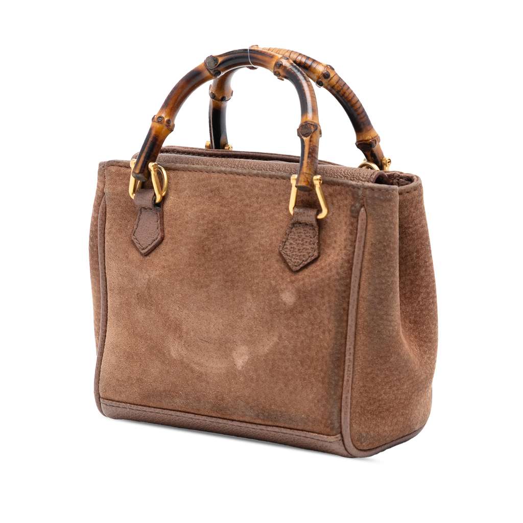 Gucci Mini Suede Bamboo Satchel - 2