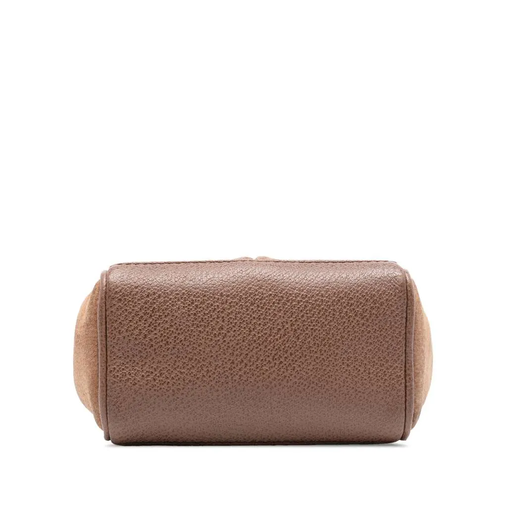 Gucci Mini Suede Bamboo Satchel Brown Leather Good - Inside View