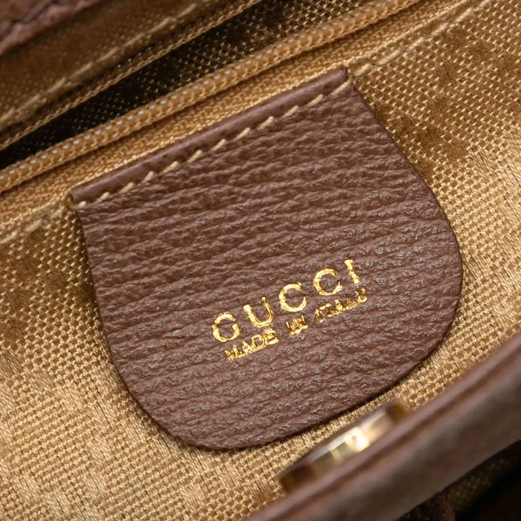Gucci Mini Suede Bamboo Satchel Brown Leather Good - Box View
