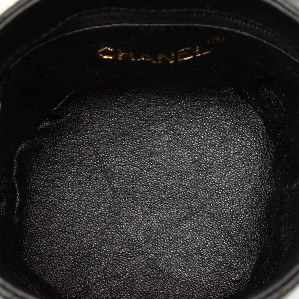 Chanel Mini Quilted Lambskin Canteen Tassel Vanity Case Black Leather Very good - Model View