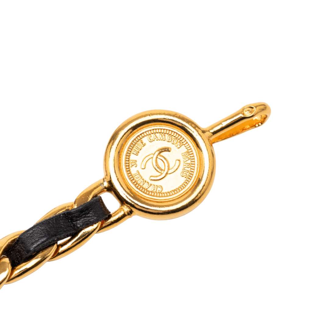 Chanel Gold Plated Leather Woven 31 Rue Cambon Medallion Chain Belt - 3
