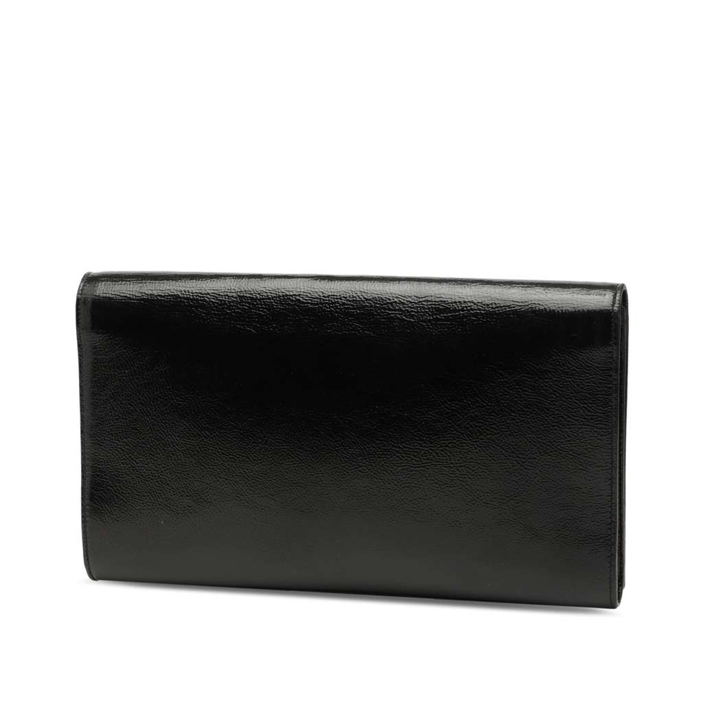 Saint Laurent Large Textured Patent Monogram Belle De Jour Clutch - 2