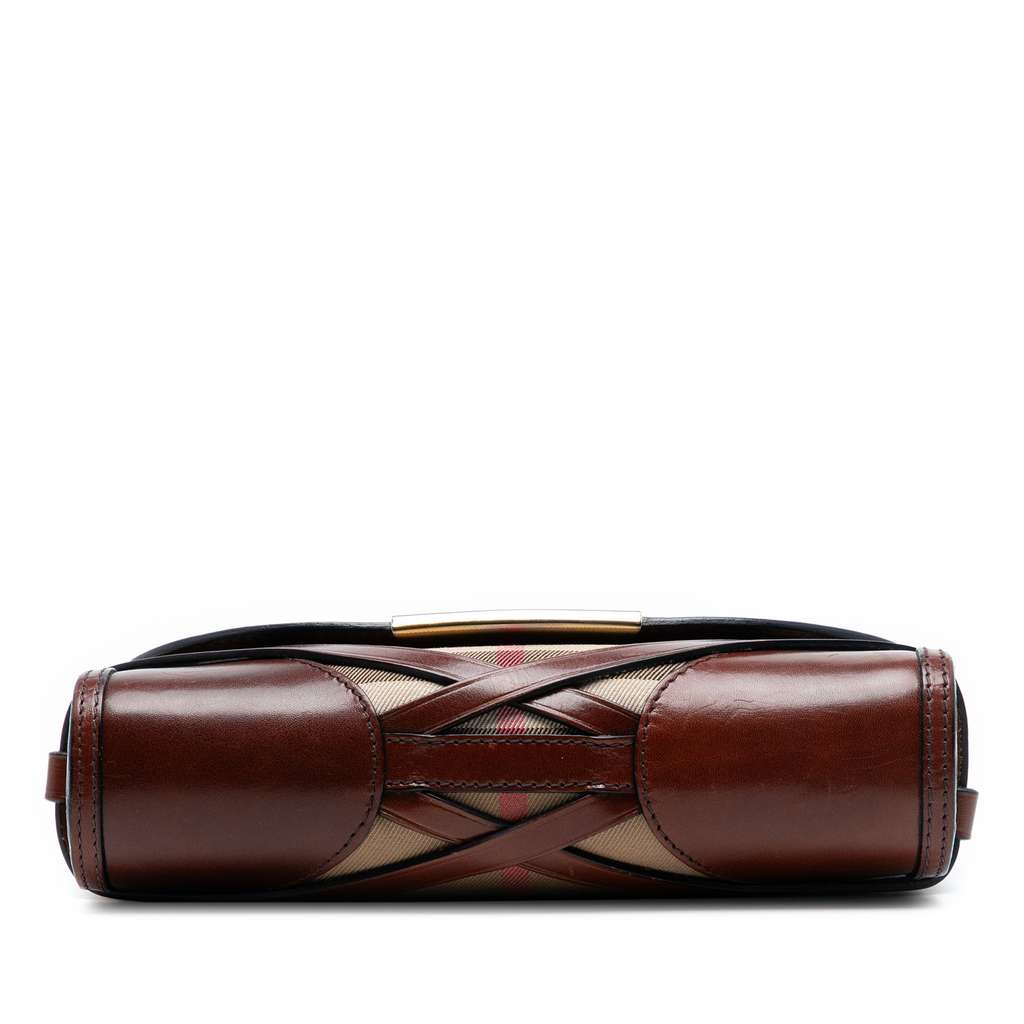 Burberry Leather and House Check Canvas Bridle Abbott Crossbody - 3