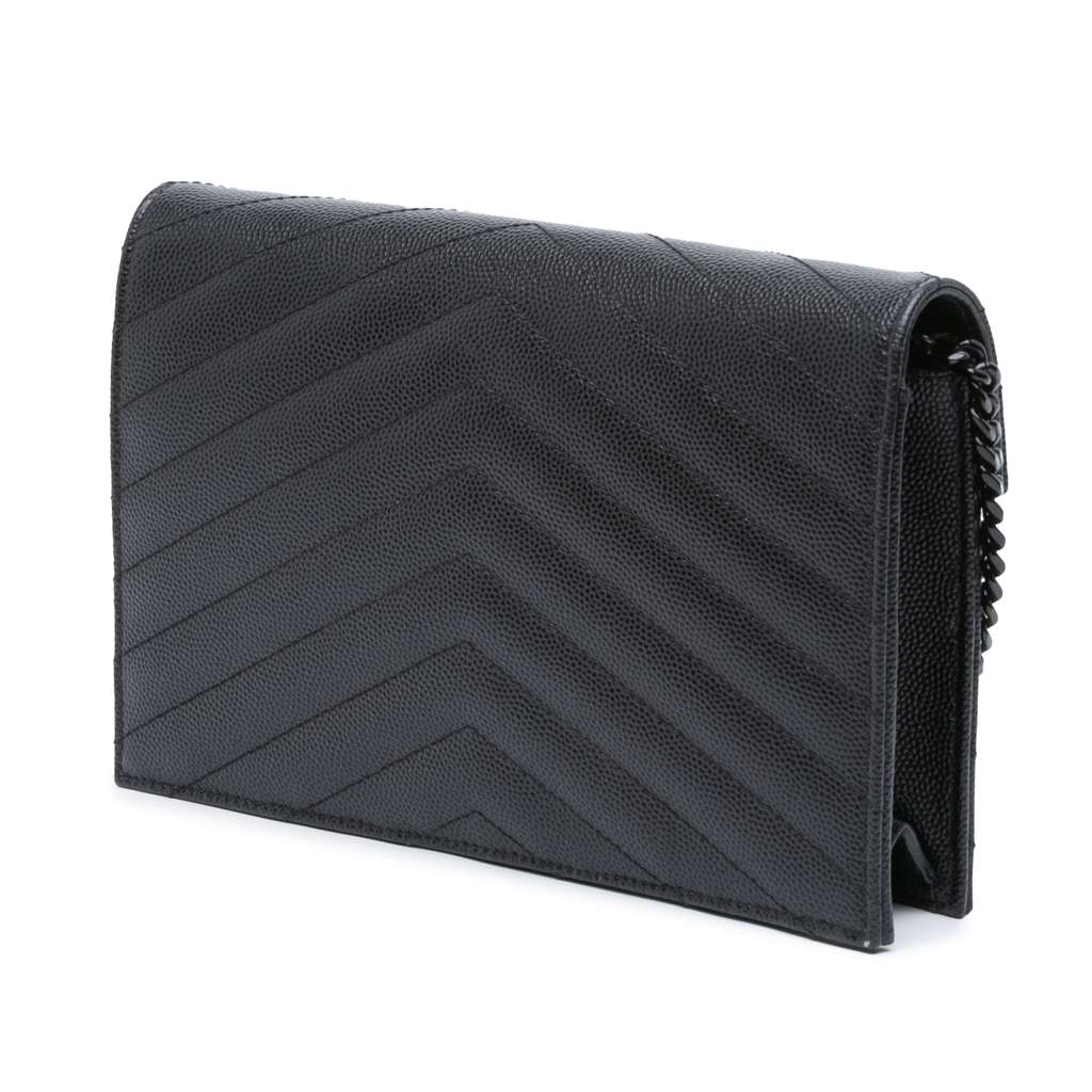 Saint Laurent Grain De Poudre Cassandre Monochrome Envelope Chain Wallet - 2